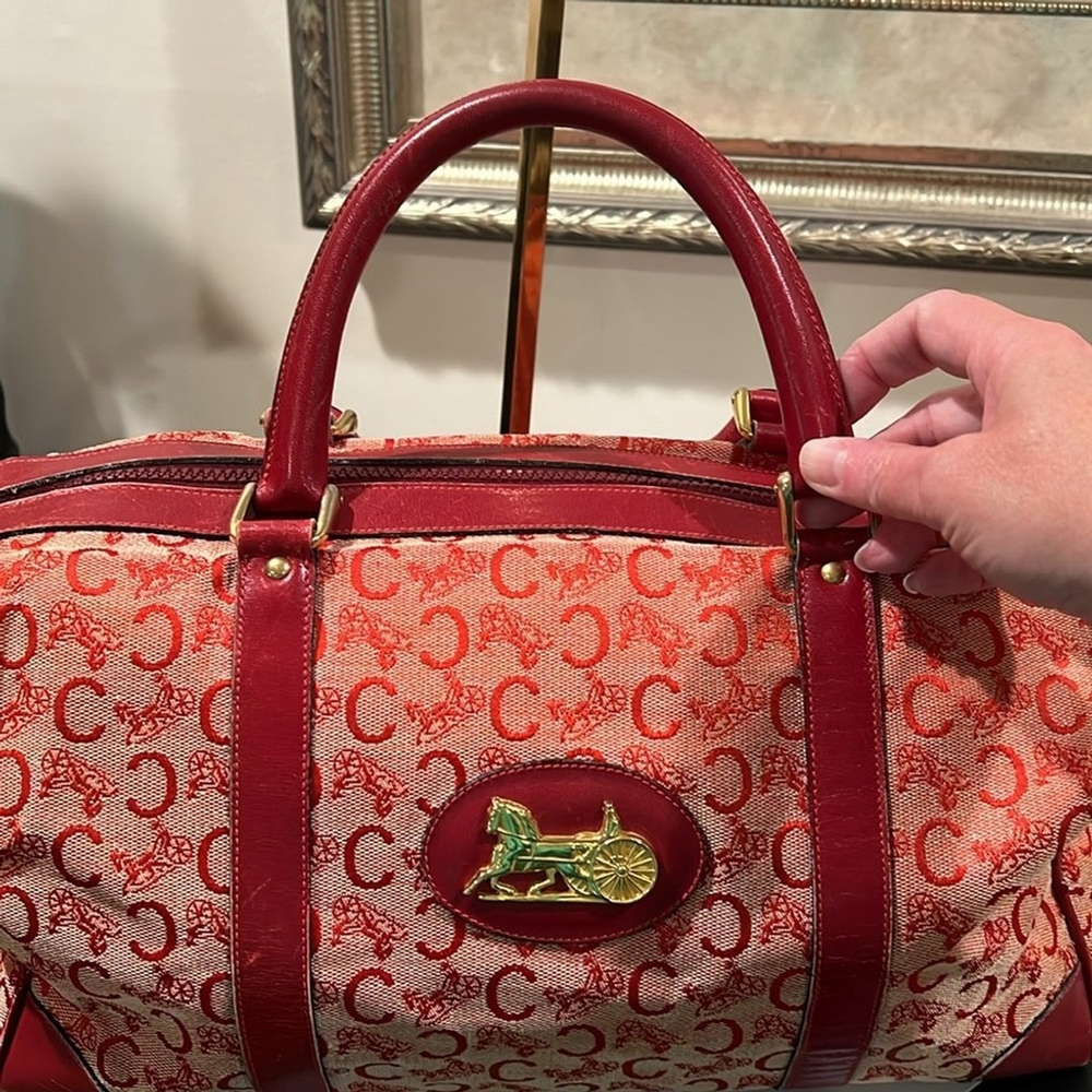 Celine Red Canvas Boston Bag - Rehab Corner Wear - Picture 15 of 16
